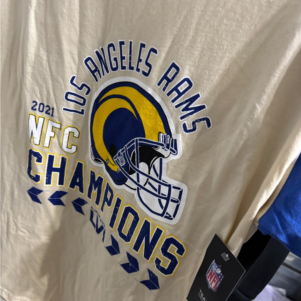Los Angeles Rams NFC Champions T-Shirt - Cream and Blue